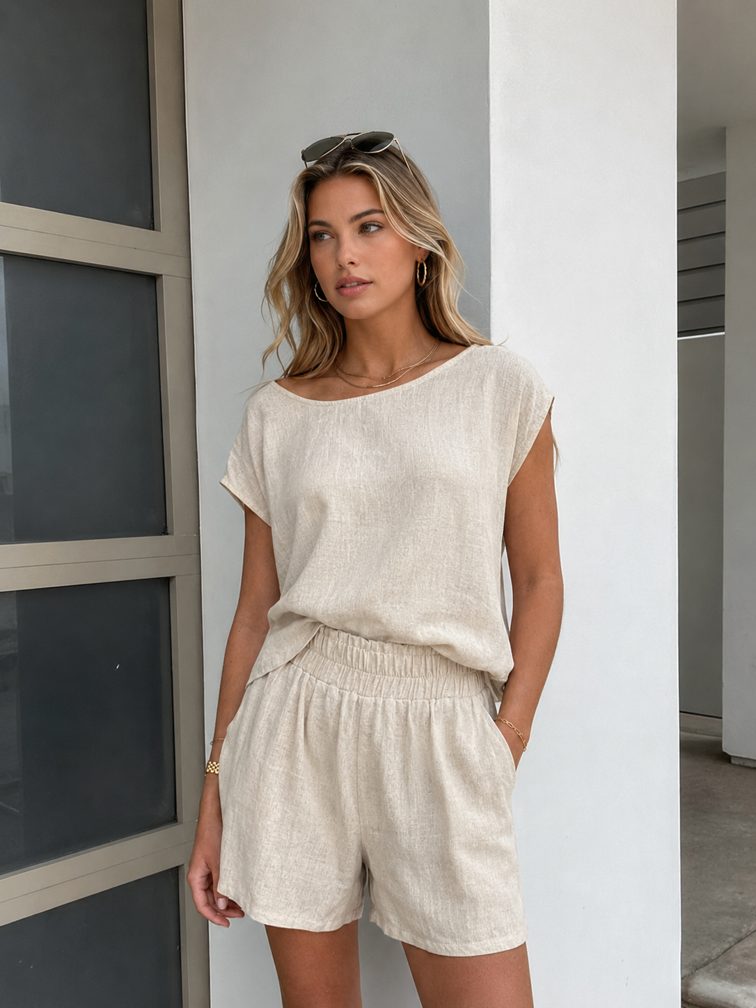 Conjunto shorts de lino con bolsillos | Muy fresco