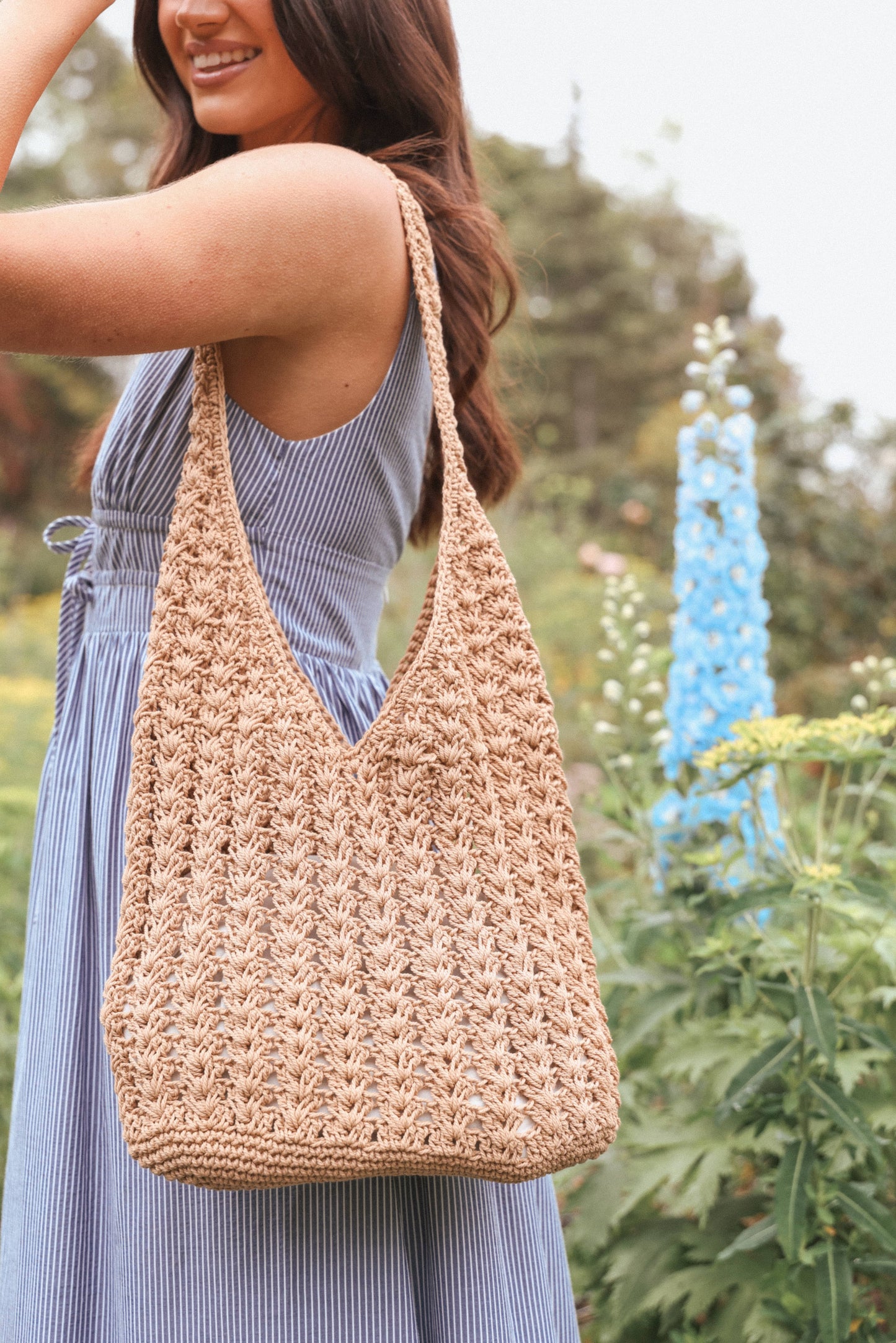 Bolso de hombro trenzado ganchillo con forro | Diseño único