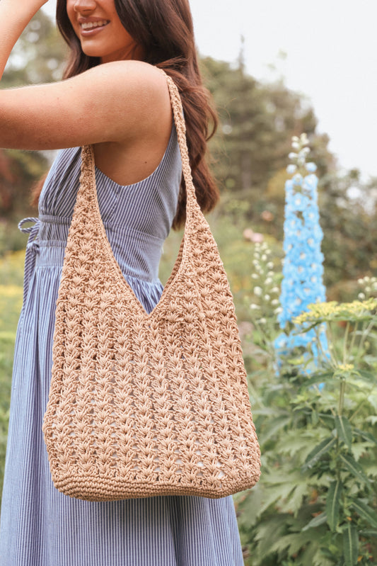 Bolso de hombro trenzado ganchillo con forro | Diseño único