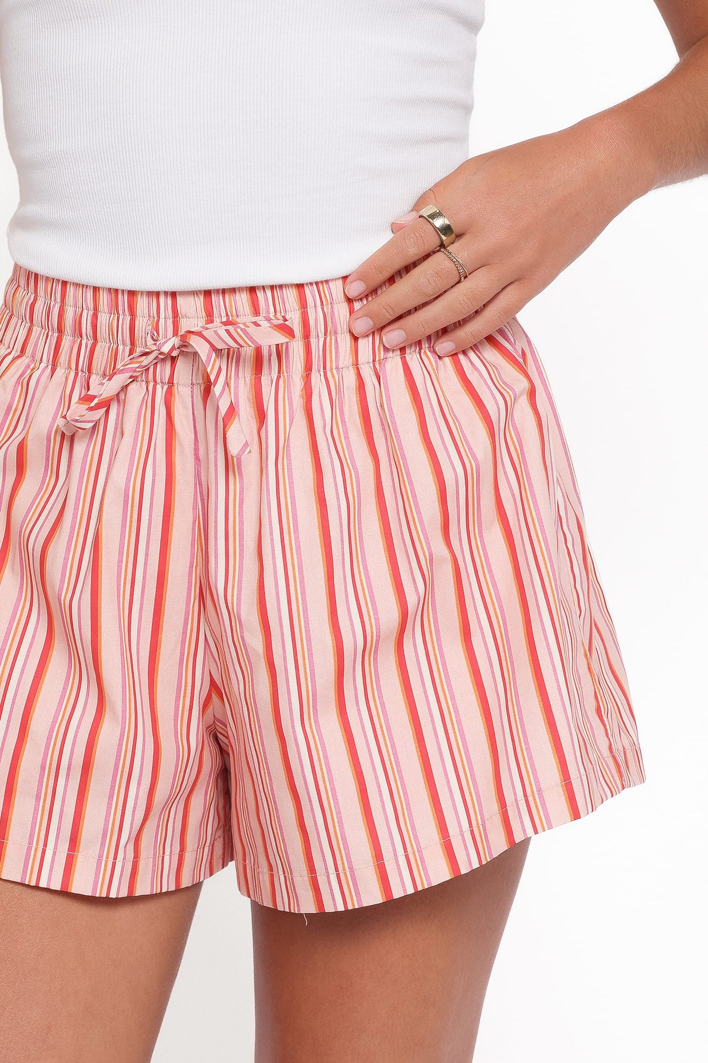 Pantalón corto rayas melocotón | Estilo relajado