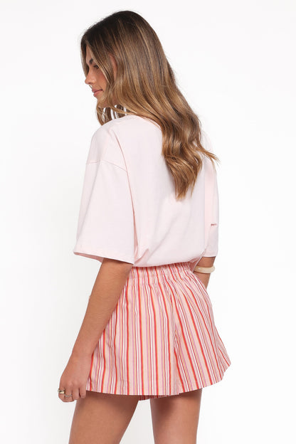 Pantalón corto rayas melocotón | Estilo relajado