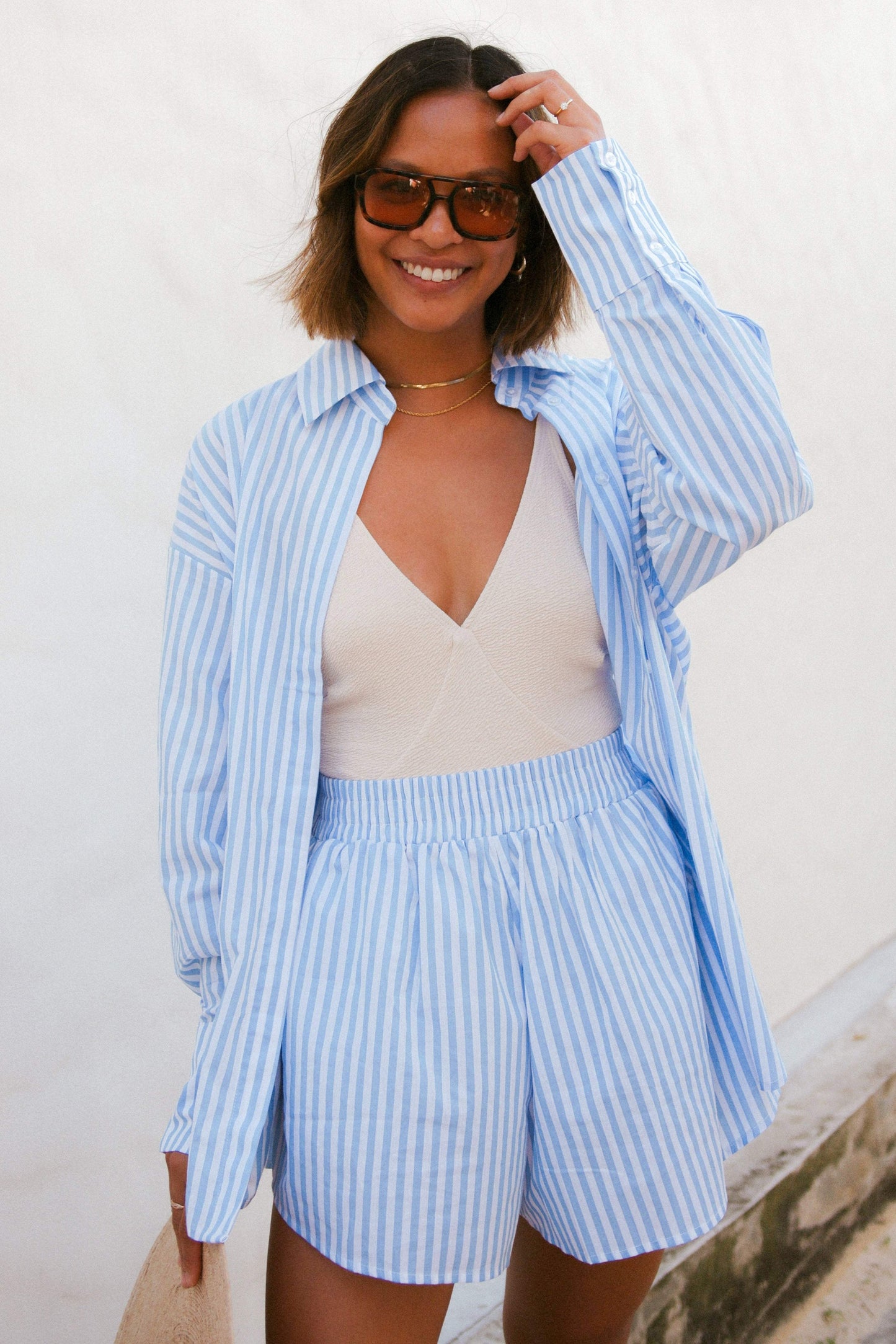 Pantalón corto azul fluido | Frescura estival