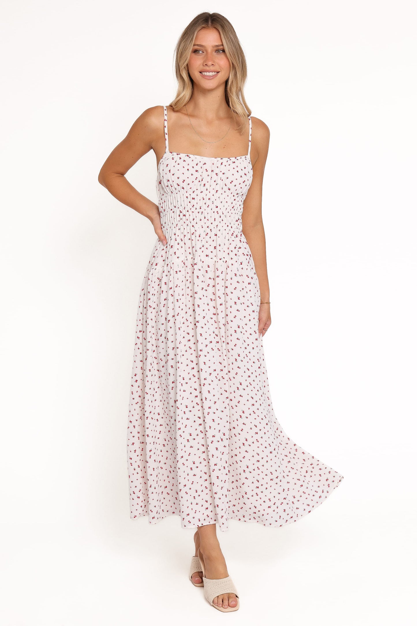 Vestido maxi floral rojo | Muy favorecedor