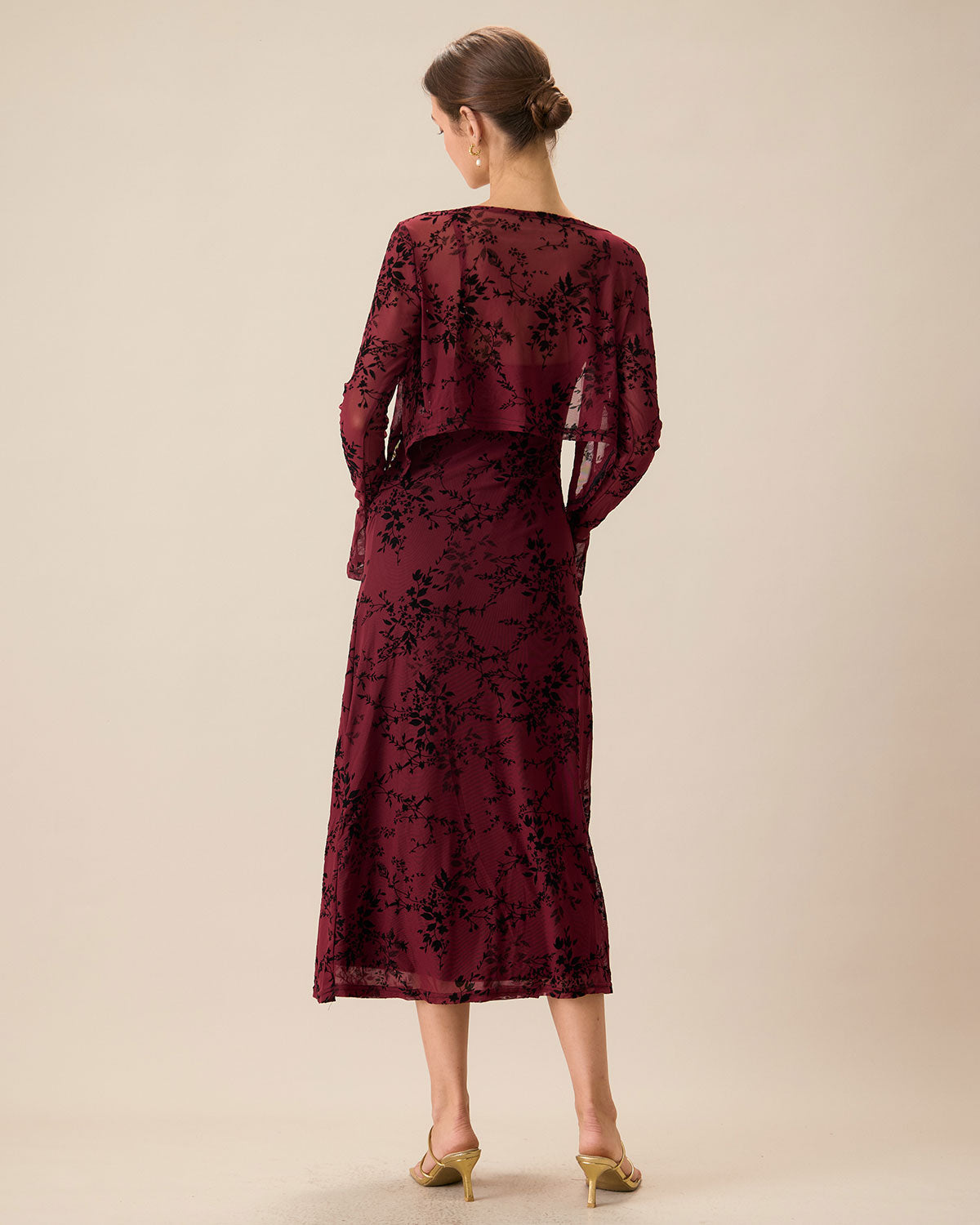 Vestido midi lencero floral rojo | Silueta estilizadora