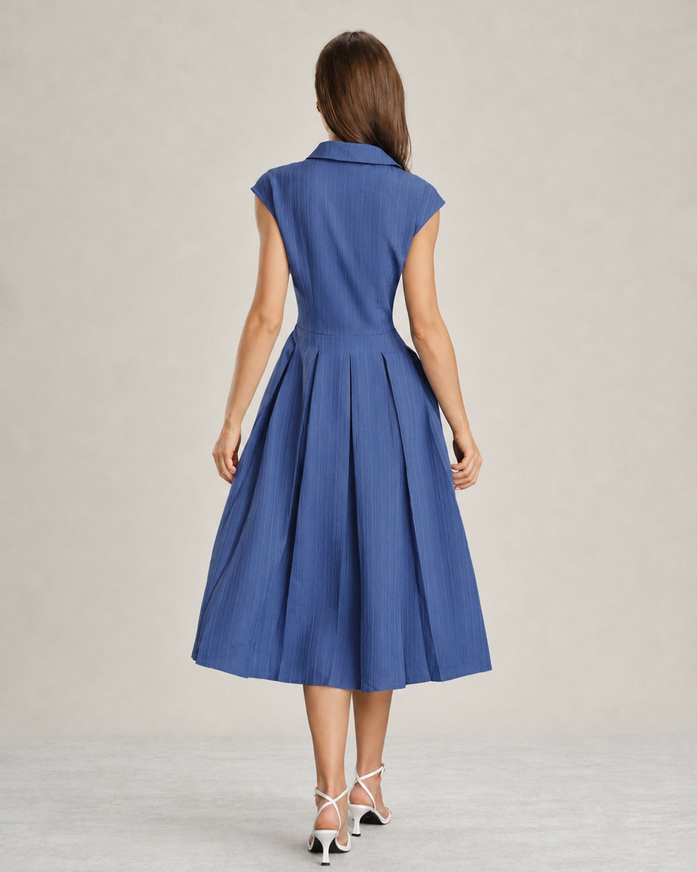 Vestido midi de algodón con botones | Muy fresco