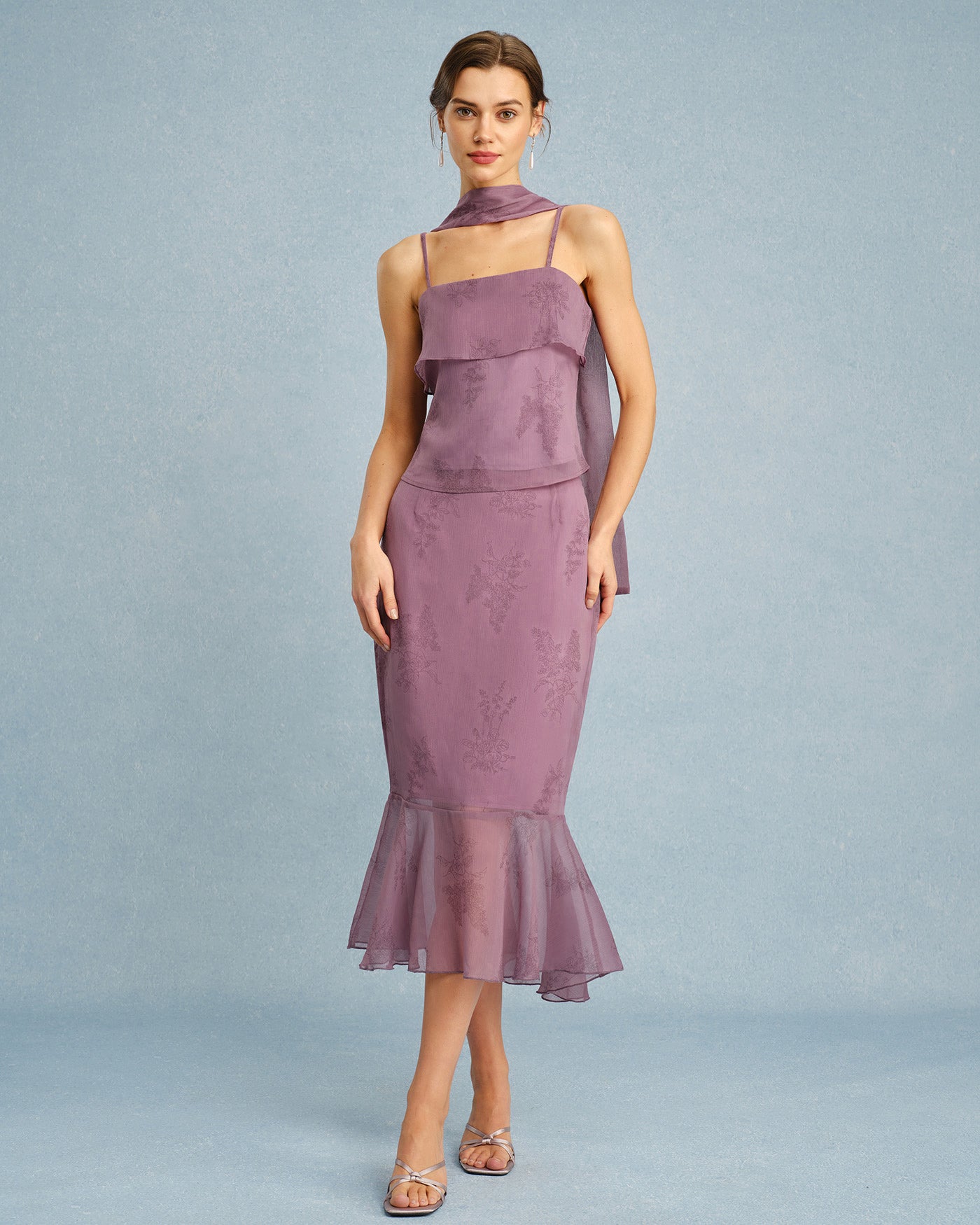 Falda midi corte sirena floral morada | Muy estilizadora