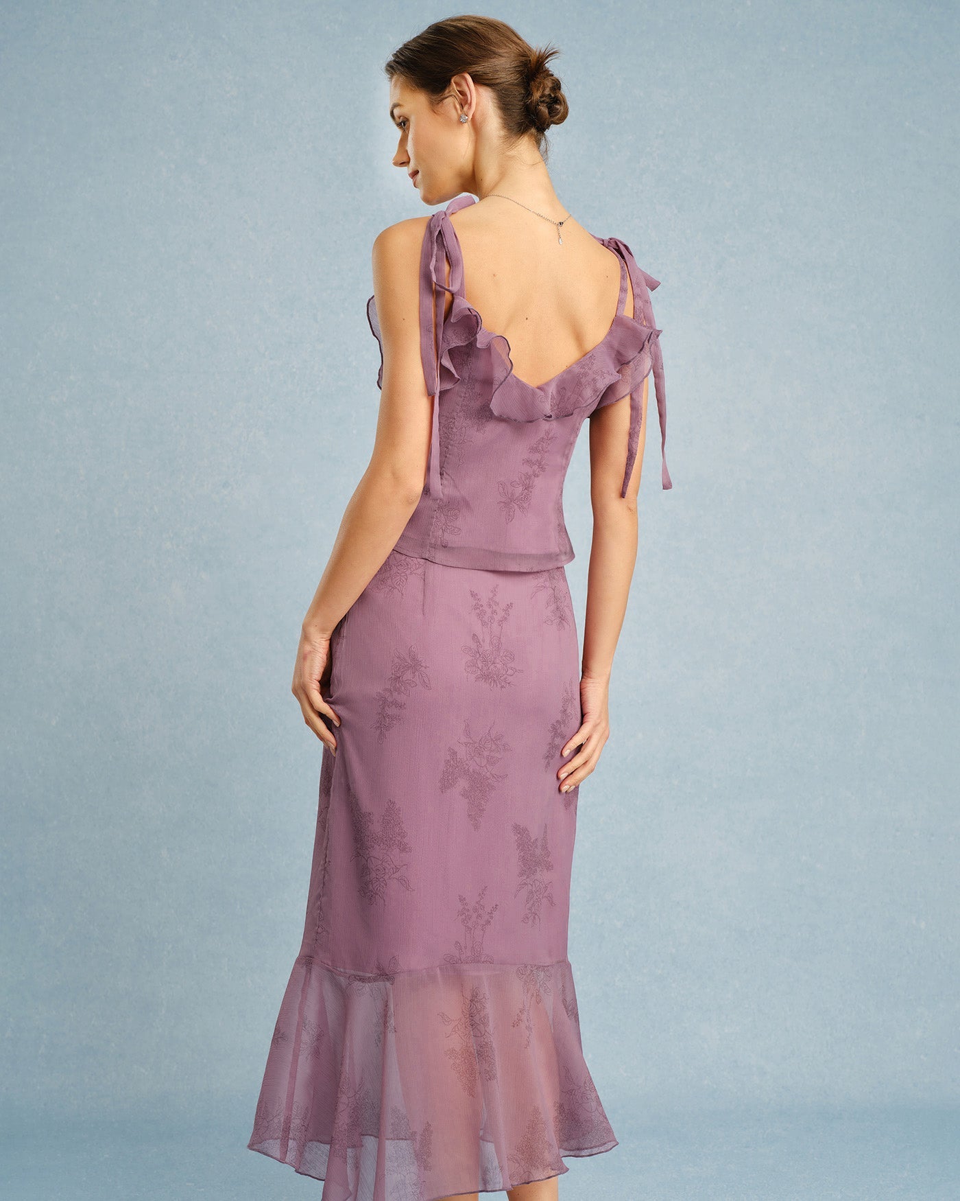 Falda midi corte sirena floral morada | Muy estilizadora